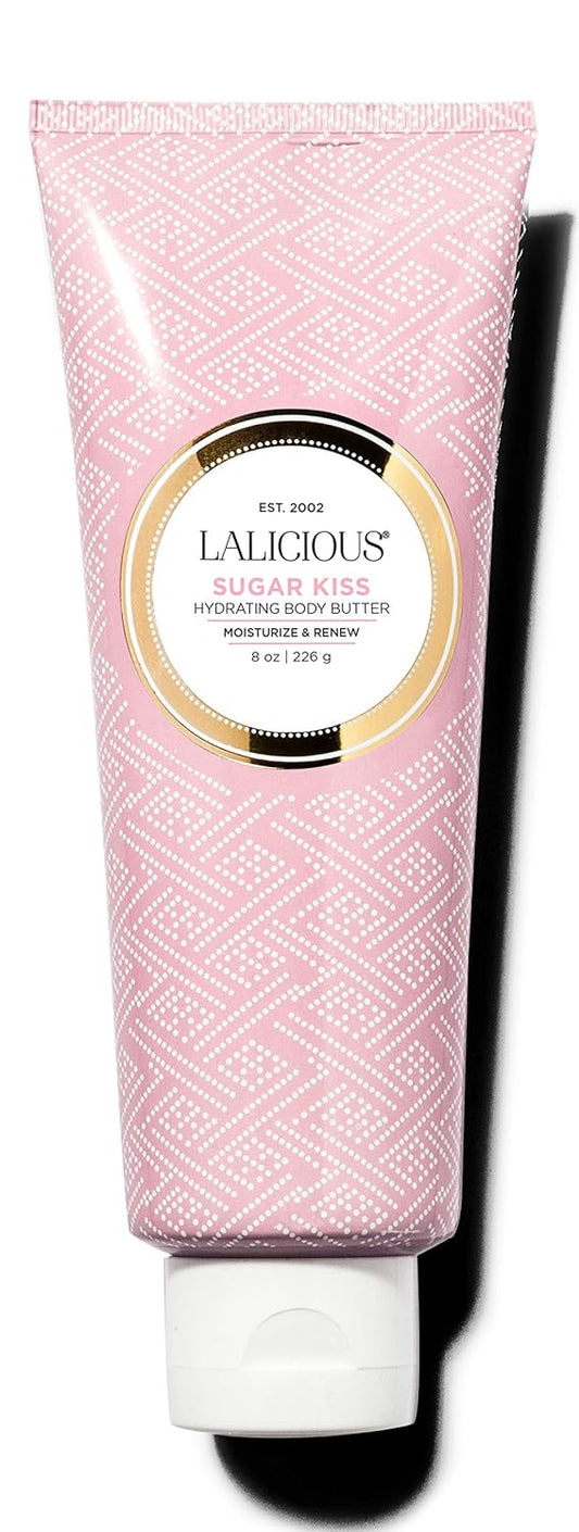 LALICIOUS Sugar Kiss Body Butter - Hydrating Body Moisturizer with Shea Butter, Cucumber Extract & Apricot Oil, No Parabens (8 Ounces)