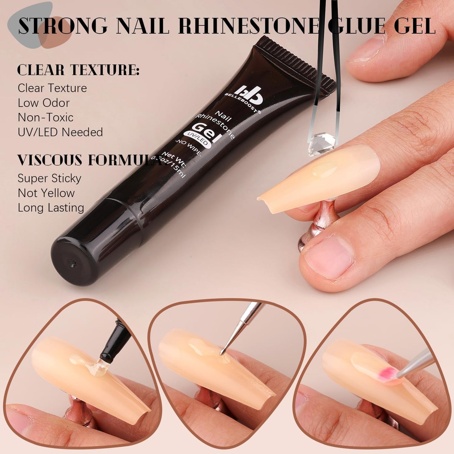 Silver Clear Nail Rhinestones 2680Pcs - Multi Shapes Glass Flatback Gems + 2560Pcs 1.5-4mm Round Crystal with Rhinestones Glue Gel, Manicure Nail Charms Diamond Gemstones