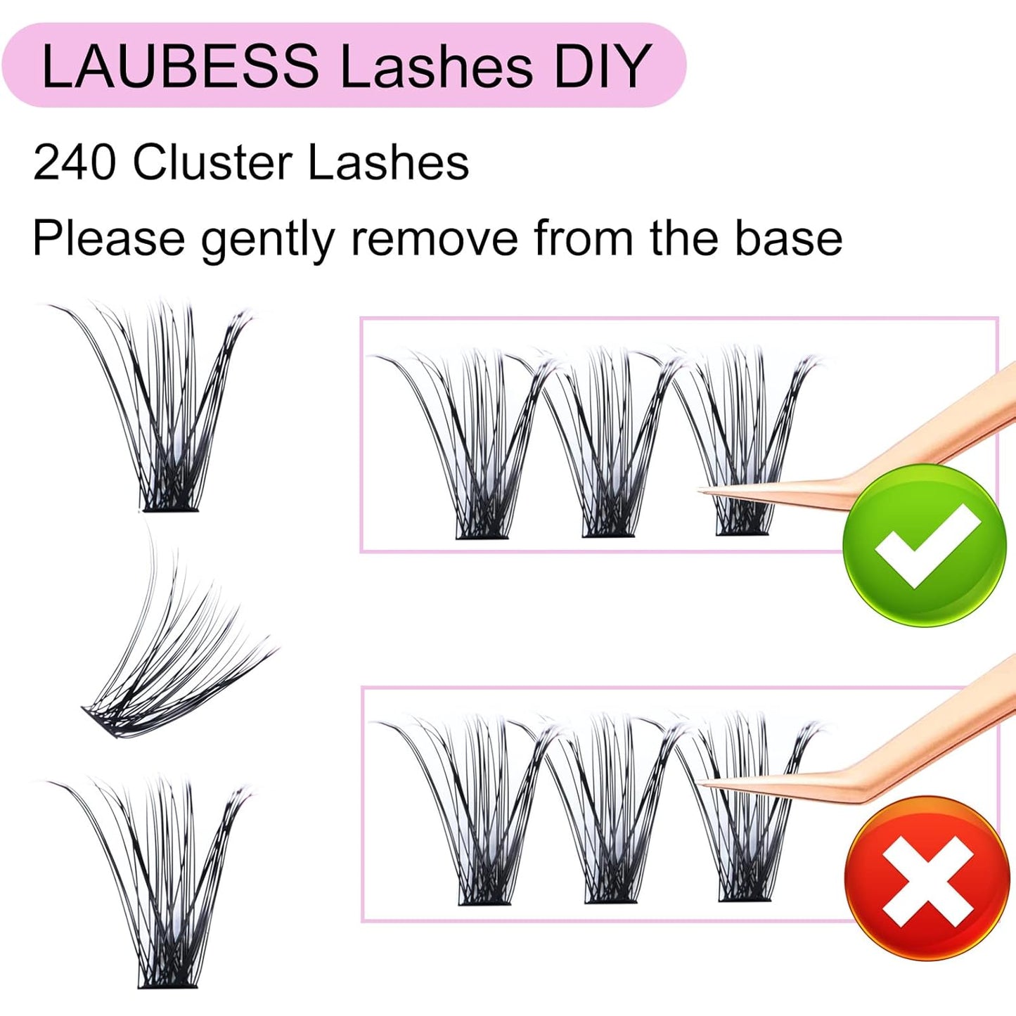 Eyelash Clusters LAUBESS Lash Clusters Individual Lashes Cluster Eyelash Extensions DIY at Home Waterproof Cluster Lashes (40D-0.05D-14-18)