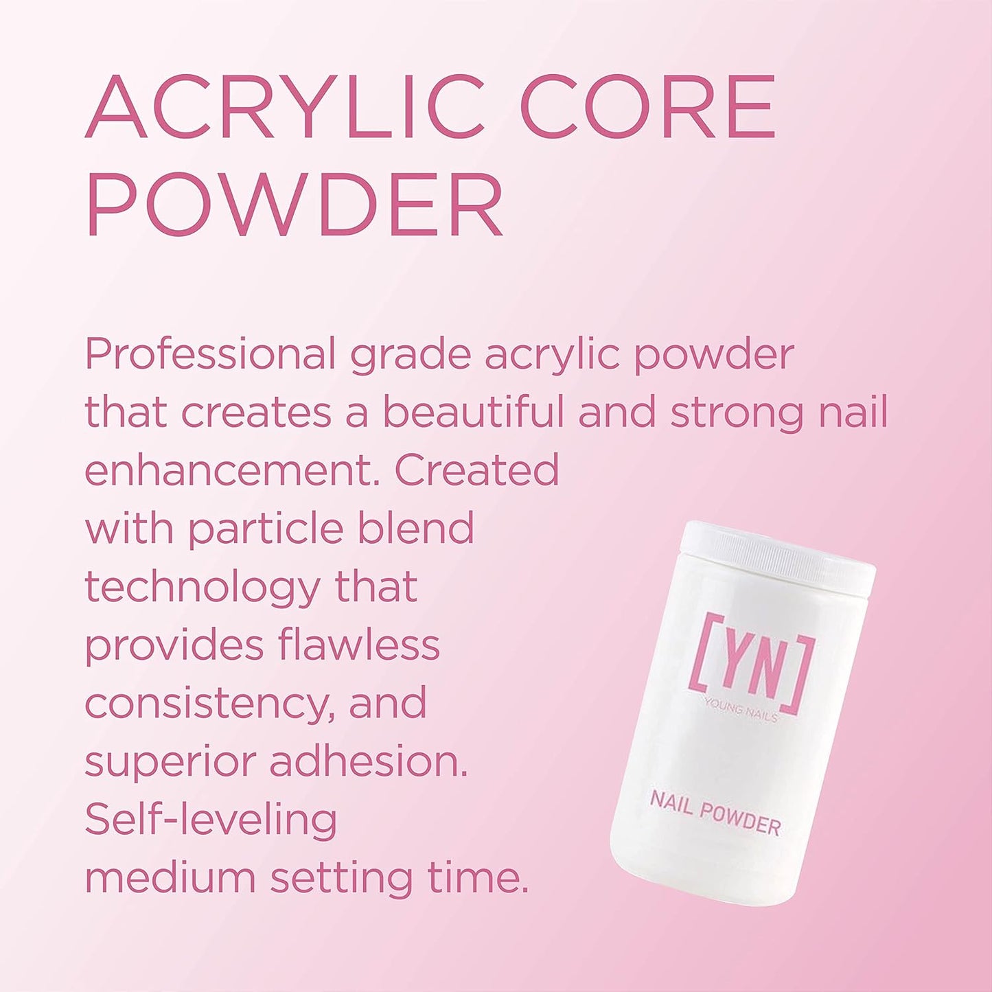 Young Nails Acrylic Cover Powder - Self-Leveling Acrylic Nail Powder, Clear Nude Pink White Acrylic Powder for Nail Extenstion, Professional Grade, Superior Adhesion, Color - XXX Pink 660g