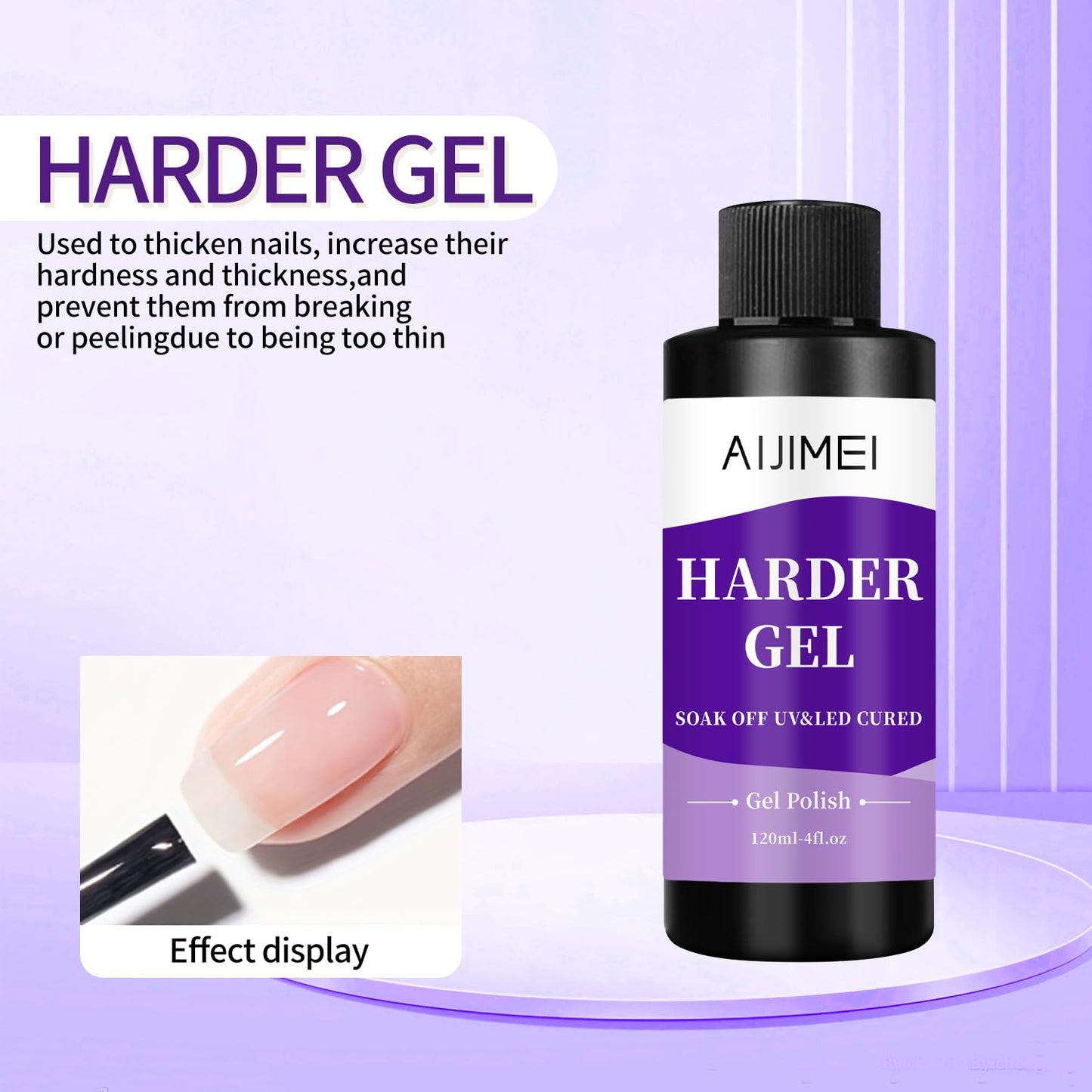AIJIMEI 120ml Harder Gel Builder Gel Nail Builder Strengthener for Nail Art Versatile Use for All Types, Fast Drying Harder Gel Extension, 4 Fl Oz