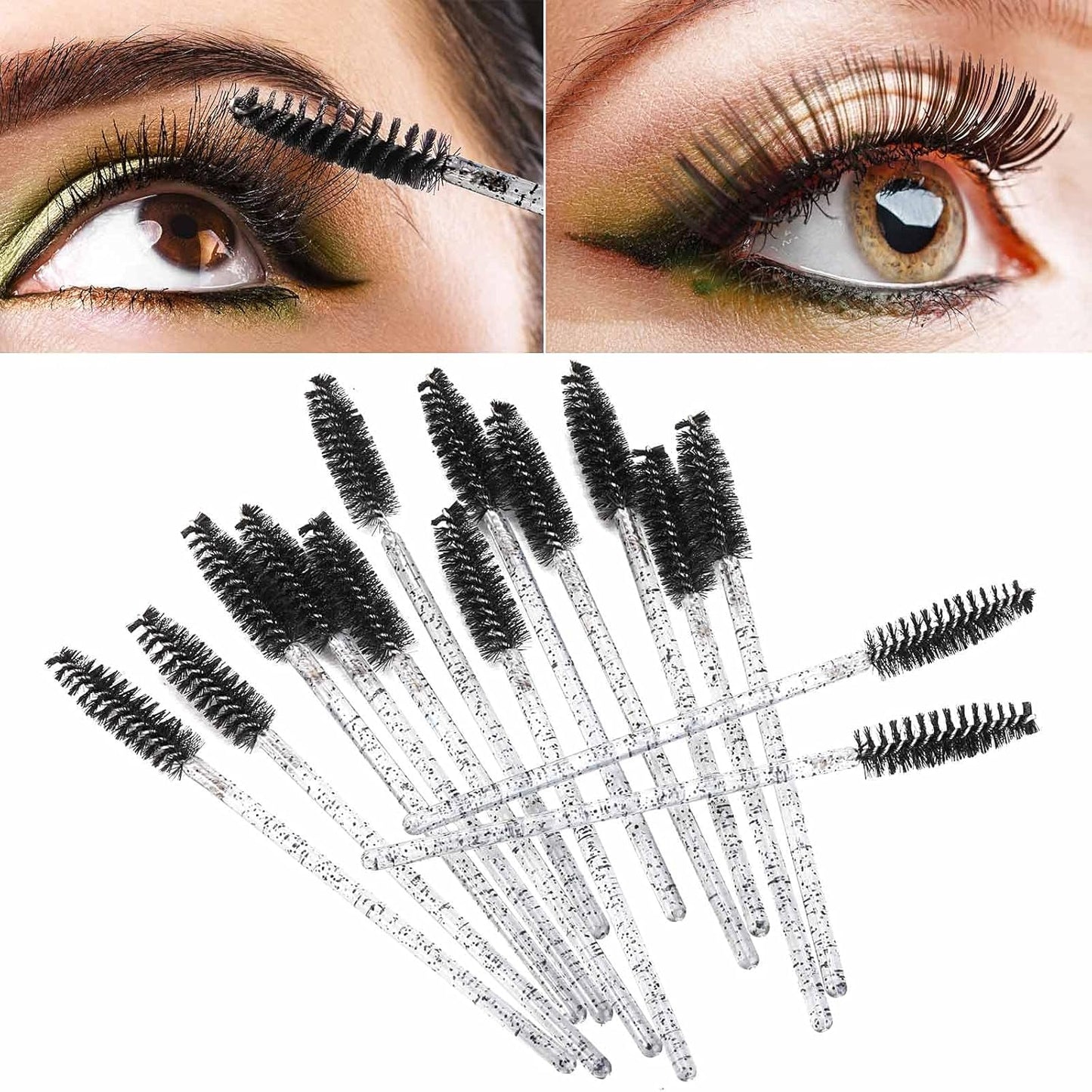 Tbestmax 300 Disposable Mascara Wands Spoolies Eye Lash Brush for Eyebrow/Eyelash Extension Black