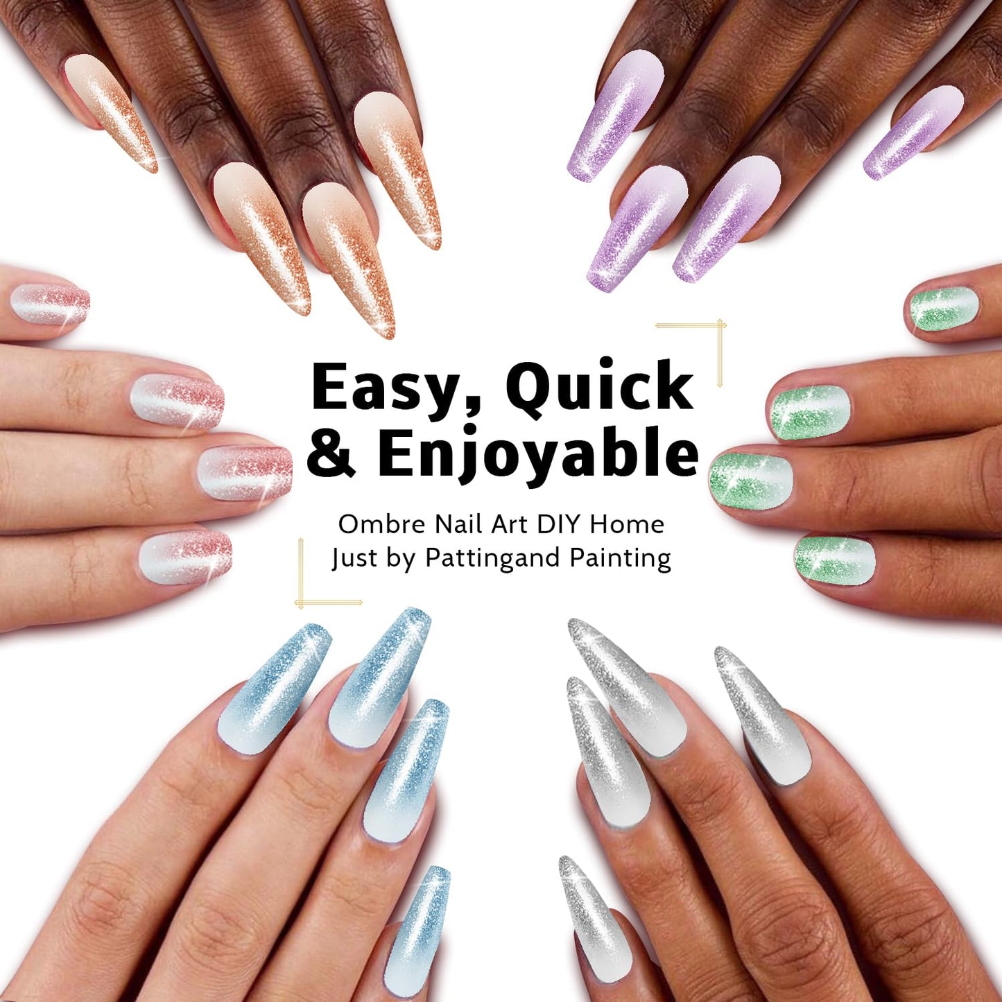 Sponge Pat Paint Nail Gel, 9 Colors Ombre Nails Gradient Gel Nail Blush Blooming Aura Nails Drawing Stripper Floral Painting Nail Art, No Wipe, UV/LED Curing (9 Colors K)