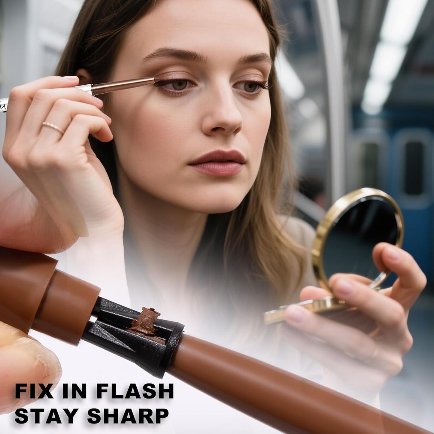 Mechanical Gel Eyeliner Pencil with a High-Pigment, Waterproof & Smudge-resistant, Glide Tip Eye Makeup with Up to 24HR Wear, Waterline Eye Liner with Built-in Sharpener (Brown)