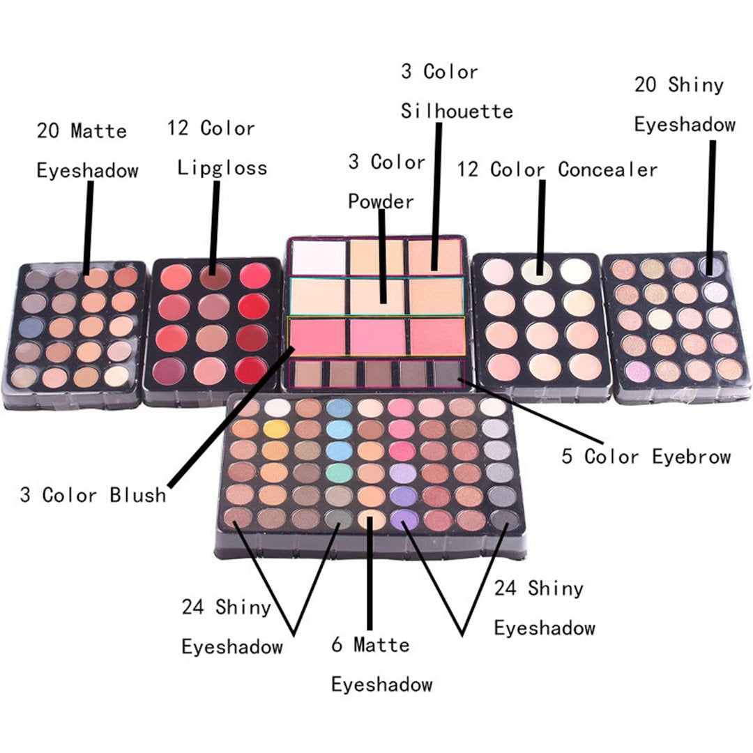 Pure Vie All In One Makeup Palette Gift Set Including 94 Eyeshadow, 12 Concealer, 3 Pressed Powder, 12 Lip Gloss, 3 Blush, 8 Eyebrow Powder - Harmony Makeup Contouring Kit for Salon and Daily Use #N4
