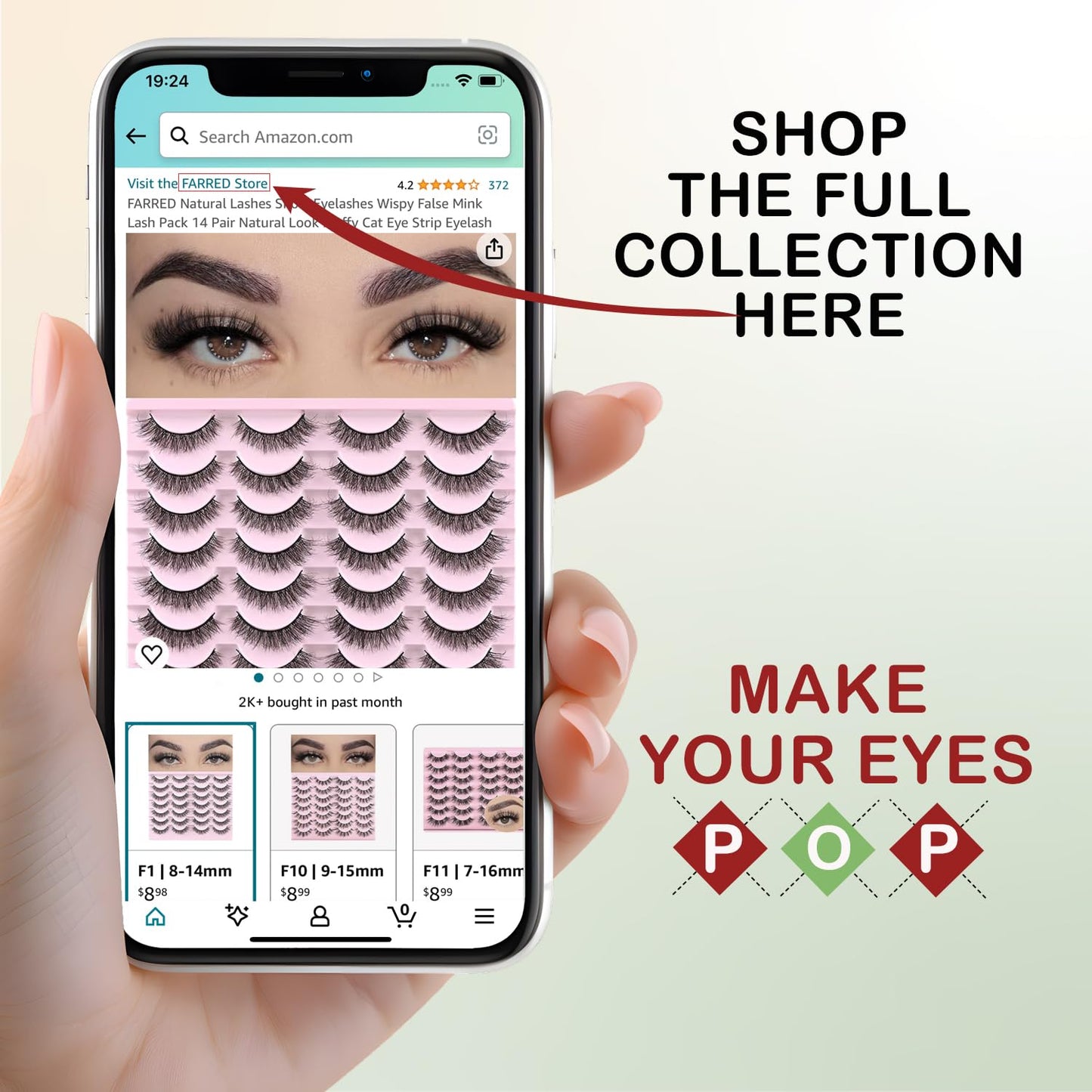 FARRED Natural Lashes Short Eyelashes Wispy False Mink Lash Pack 14 Pair Natural Look Fluffy Doll Eyelash Small Fake Strip Lashes Full Pestañas Sets for MUA and Beginners Daily Makeup (F3 | 8-16mm)