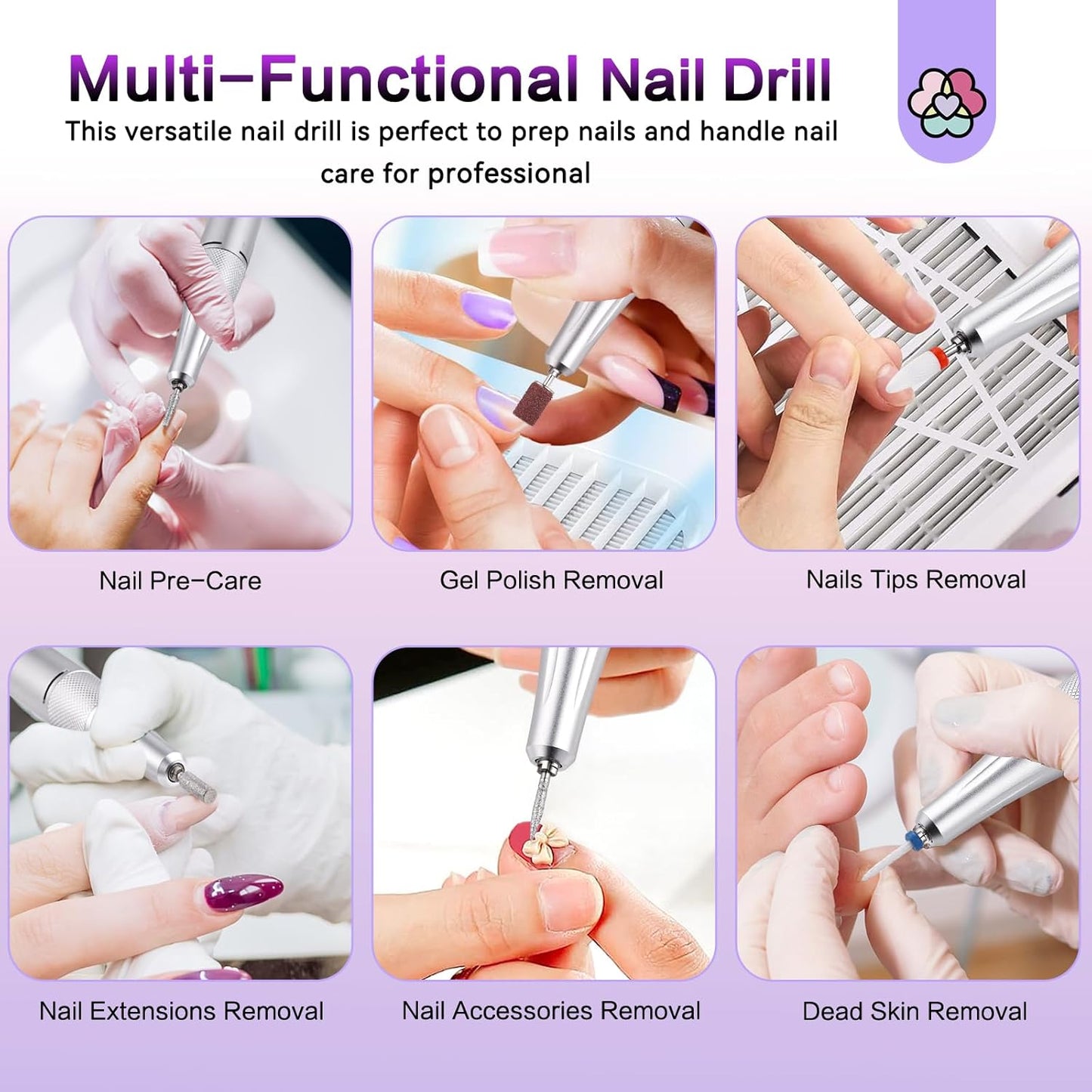 SAVILAND Portable Electric Nail Drill: 35000RPM Nail Drill 10 Hours Efile Portable Rechargeable Nail Machine 13 Drill Bits Ceramic Drill Bit Grey Purple Nail File Home Use Manicure Pedicure