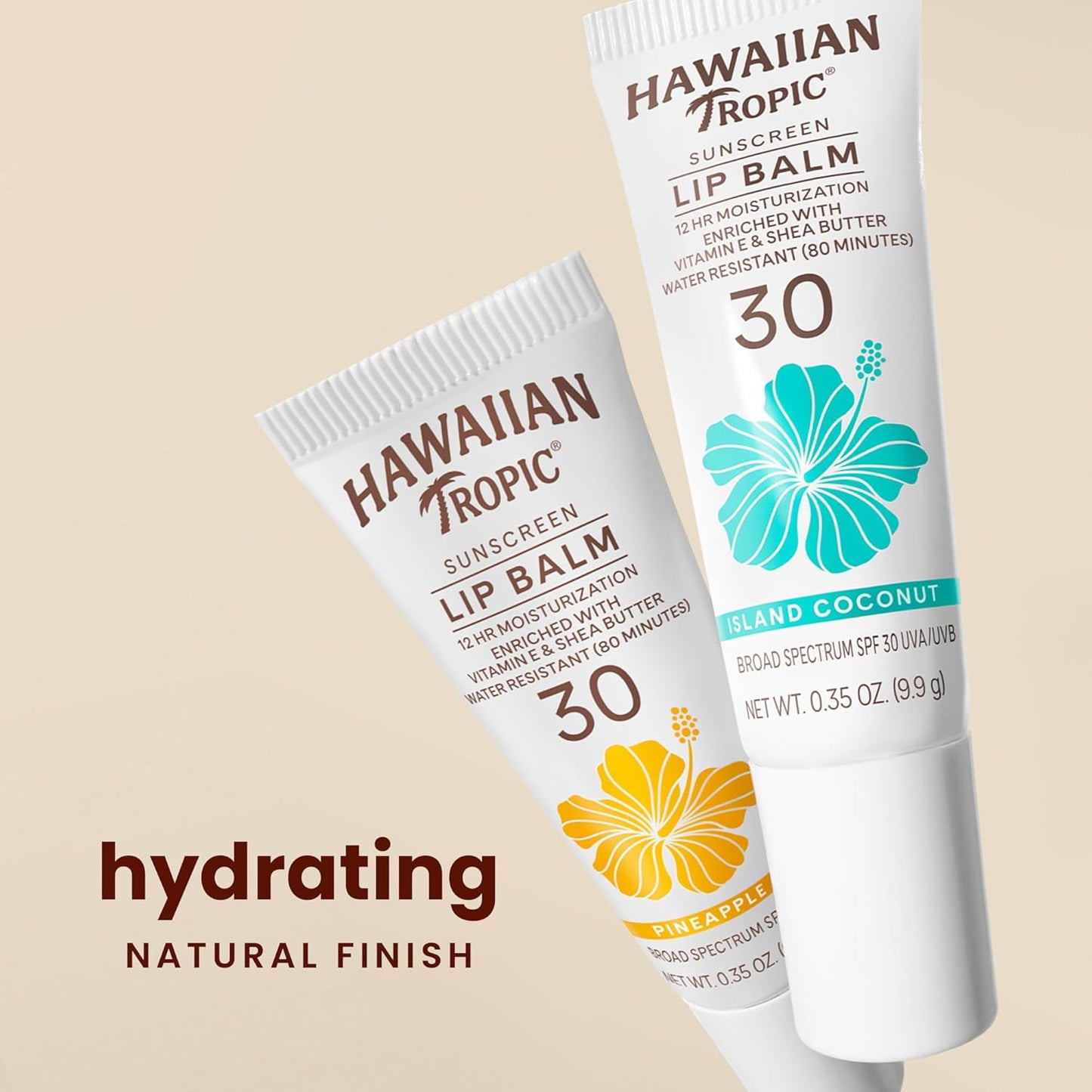 Hawaiian Tropic Lip Sunscreen SPF 30, Island Coconut | SPF Lip Balm, Beach Essentials, Travel Size Sunscreen for Lips, 0.3oz