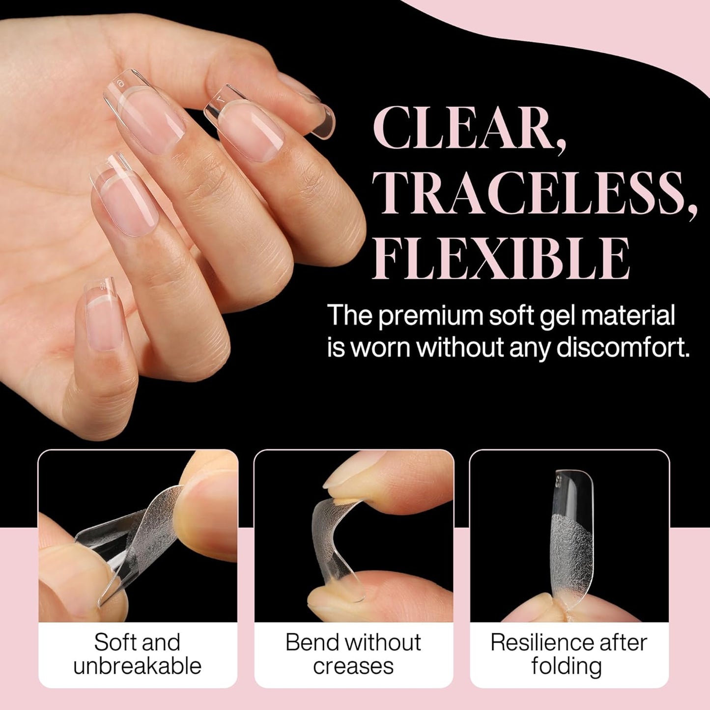 Short Square Nail Tips: 240PCS Soft Gel Pre-filed Short Square Fake Tips, 12 Sizes Full Cover Acrylic False Press On Nails for DIY Nail Art Home Salon