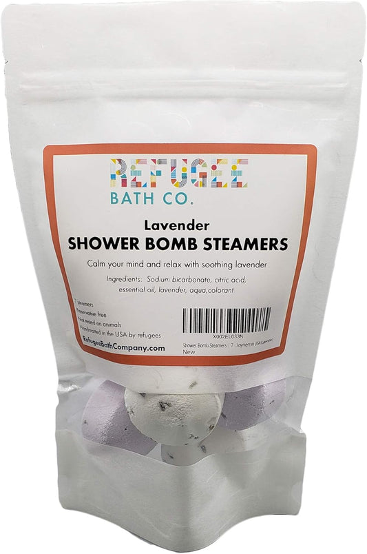 Shower Bomb Steamers | 7 Pack | Handmade in USA | Support Refugee Employment in USA (Lavender)