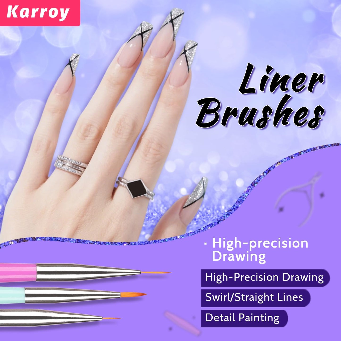 Nail Art Brushes Kit, Multifunctional Nail Brushes for Nail Art Nail Design Brush Gel Nail Brush for Nail Extension Nail Art Liner Brush Dotting Tools for DIY (6PCS Brushes)