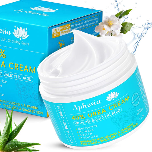 Urea Cream 40 Percent For Feet Maximum Strength - plus Salicylic Acid 2% Foot Cream For Dry Cracked Heels Feet Knees - Dead Skin Cuticle Callus Remover Toenail Softener