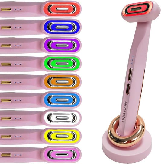 Red Light Therapy Wand for Face and Neck - 9 Color LED Massager - Multifunctional Anti-Wrinkle Face Lift Device - Microcurrent Facial Device for Skincare