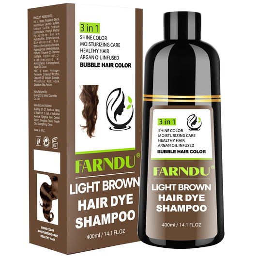 Light Brown Hair Dye Shampoo for Women Men, Instant Gray Hair Coverage Natural Herbal Hair Color Shampoo 3 In 1 champu para canas