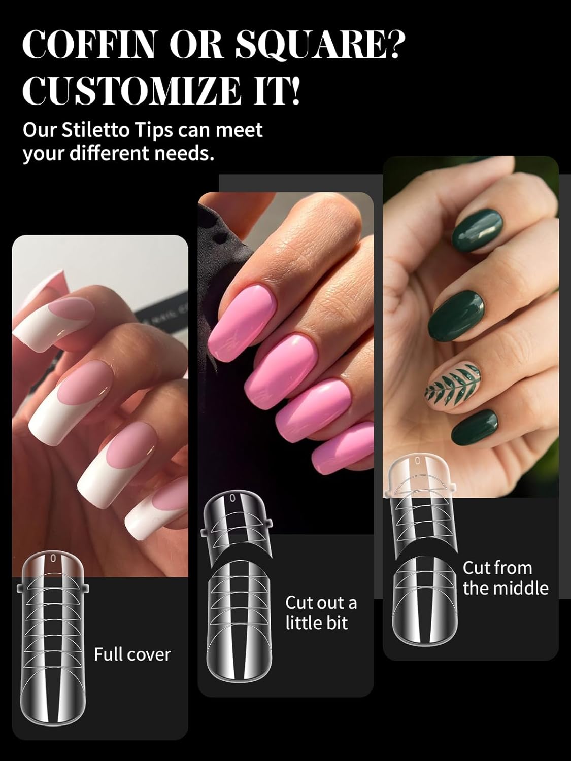 EBANKU Clear Matte Poly Gel Nail Forms 4 Styles, 96PCS Dual Nail Forms Full Cover Nail Mold Tips Acrylic Nail Extension Tools 12 Sizes Scale for Poly Gel Nail Art Salon Nails Design