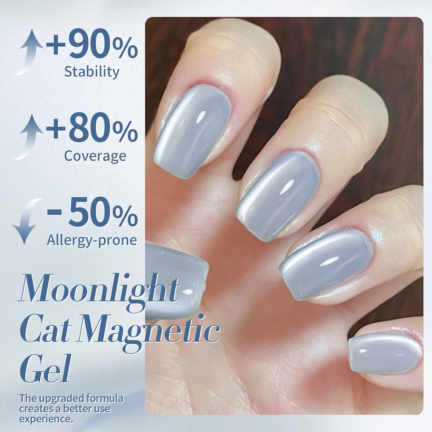 Born Pretty Cat Magnetic Eye Gel Nail Polish, Blue Moonlight Cat Magnetic Gel, Glass Shiny Effect Blue Soak Off Nail Art Salon Manicure Home Gift 15ml