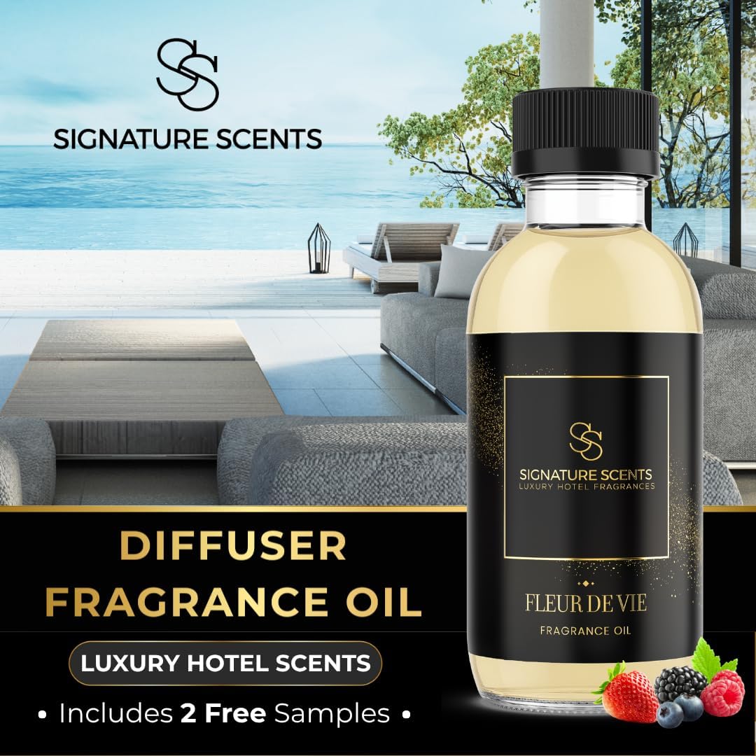 Luxury Hotel Inspired Fragrance Oils for Diffusers - 4.05 Fl Oz with Bonus Samples (4.05 Fl Oz, Fleur De Vie)