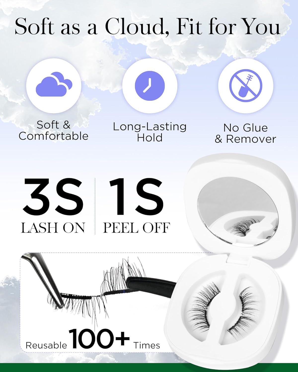 BEYELIAN Magnetic Eyelashes with Applicator Kit, Reusable Natural Look 3D Lashes, No Glue Needed Soft Magnetic Lashes for Eye Makeup (Lightweight & Comfortable)