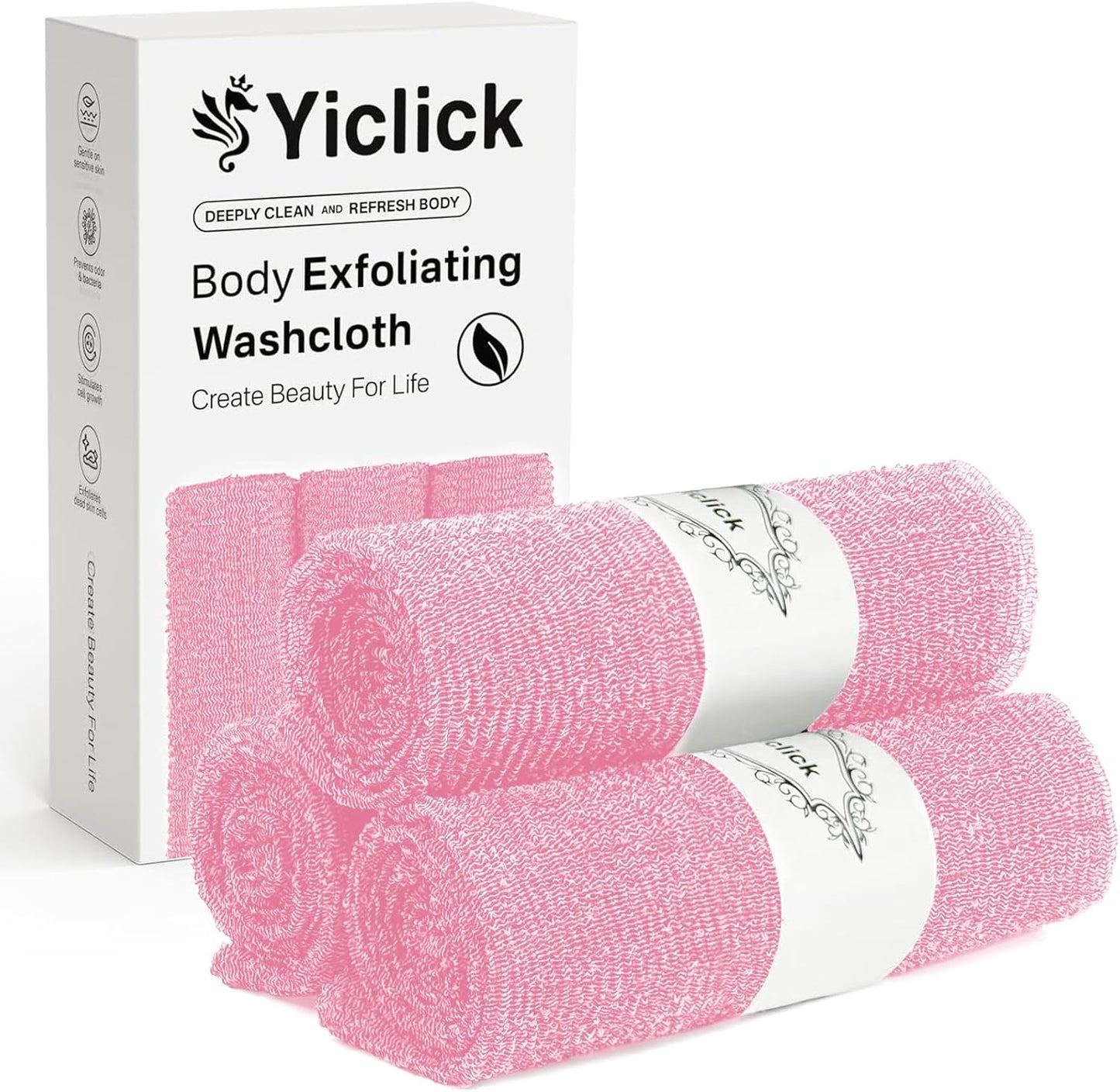 Yiclick Exfoliating Washcloth Towel【3 Pack】- Exfoliating Body Scrubber Exfoliator, Back Scrubber for Shower Bath, Exfoliate Rags Wash Cloths, Loofah Lufa Sponge, Body Scrub & Exfoliation Women Men