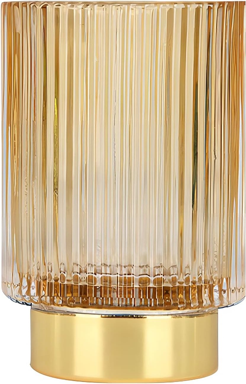 DASITON Makeup Brush holder Organizer,Crystal Cosmetic Makeup Brush Glass Brushes Storage Holder, Vintage Make Up Brush Cup Pen Pencil Holder striped vase(Coffee L)