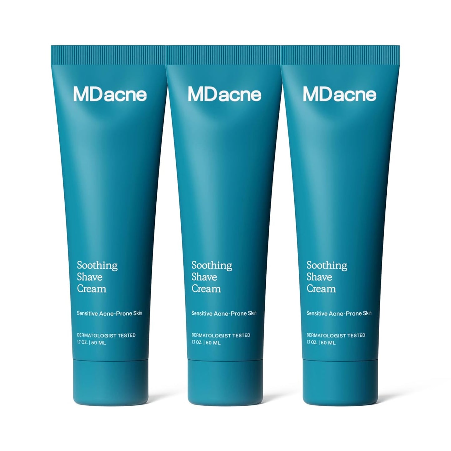 MDacne Shaving Cream for Acne-Prone Skin, 3-Pack, Oil-Free, Eliminates Razor Burn, Cuts & Infections - Reduce Skin Irritation & Prevent Shave Bumps & Nicks - Vegan, Paraben & Cruelty Free