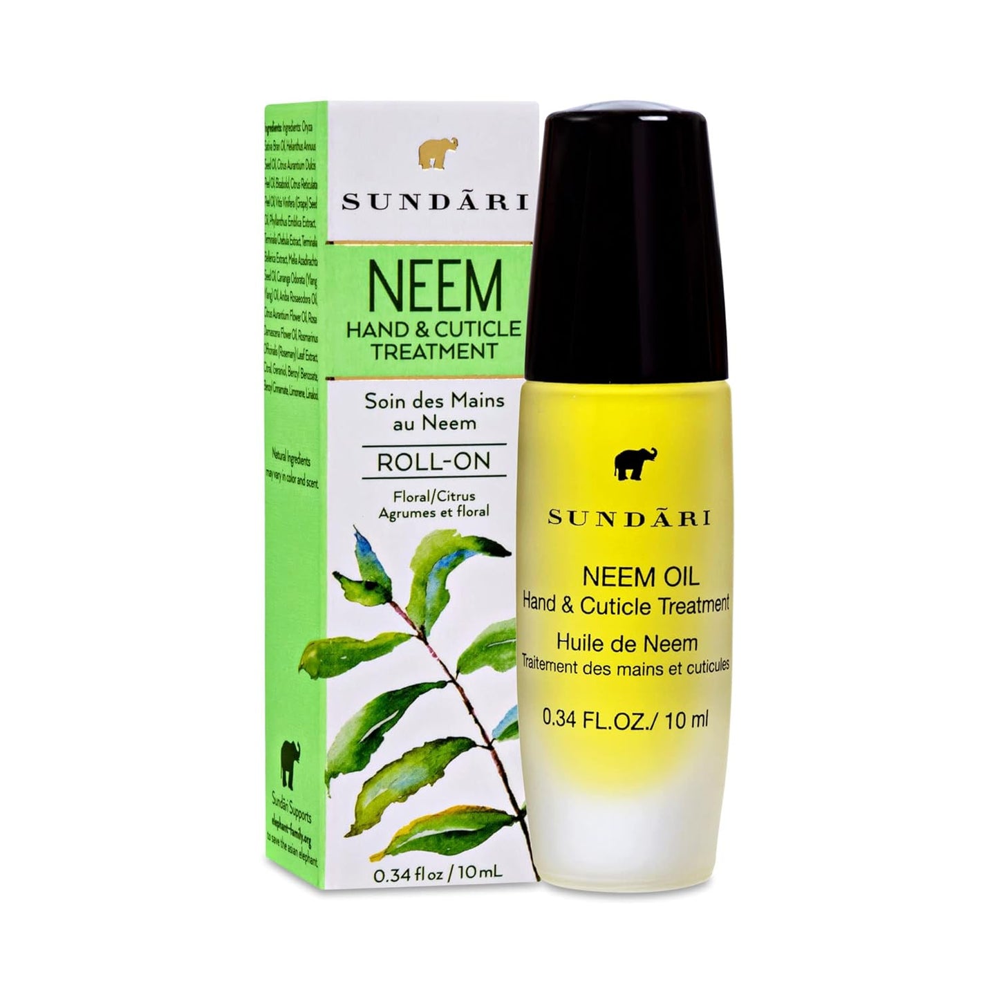 SUNDARI Neem Hand & Cuticle Treatment Oil – 0.34 Fl Oz, Roller for Dry Hands, Nails and Cuticles, Hydrating, Non-Greasy, Pure Plant & Herbal Extracts, Mess-Free Application, Deep Nourishment