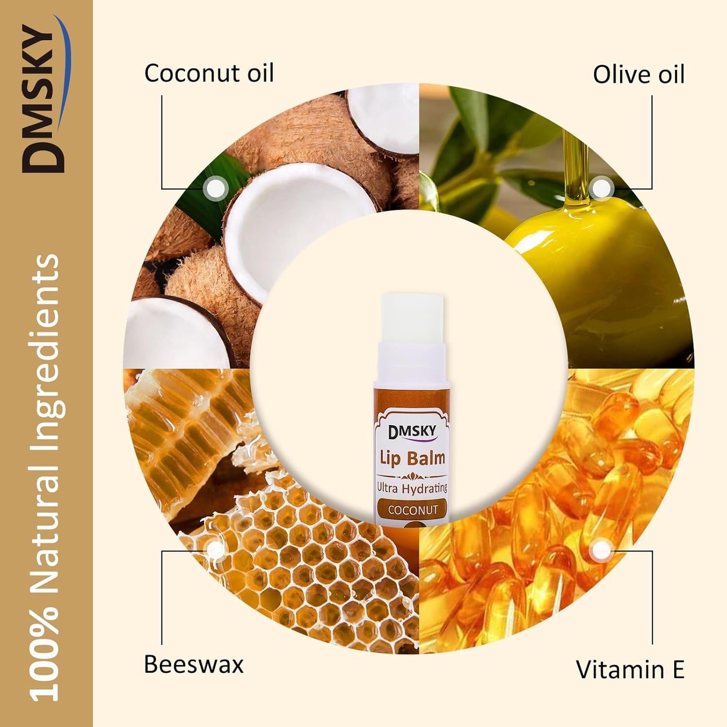 DMSKY Lip Balm 240 Pack, Lip Balm Bulk with Vitamin E and Coconut Oil, Moisturizing Lip Balm for Dry Cracked Lips-15 Flavors