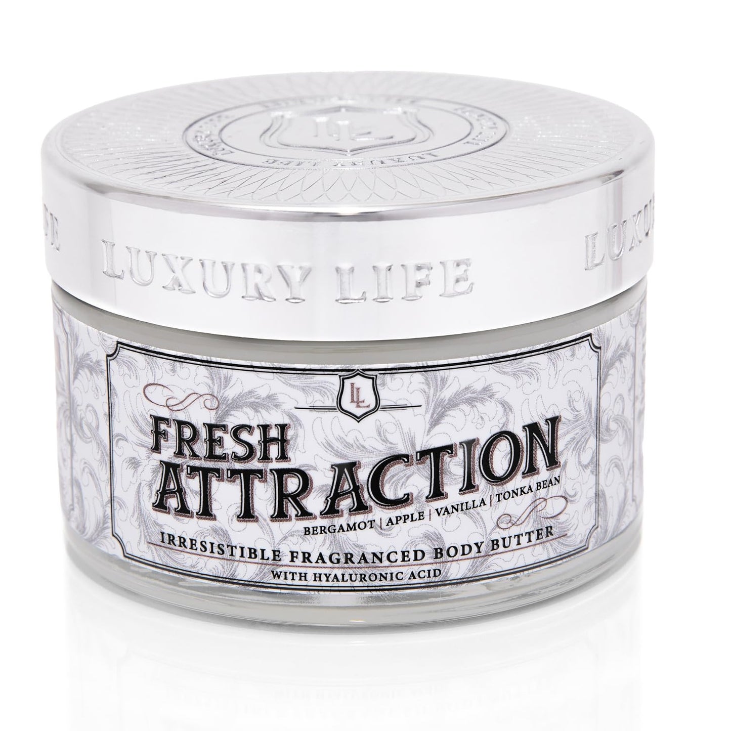LUXURY LIFE BUTTER - Irresistibly Scented Body Butter with Hyaluronic Acid for Ultimate Moisture. Luxurious Natural Fragrance. Hydrates for a Non-Greasy Glamorous Glow, Fresh Attraction, 5 oz.