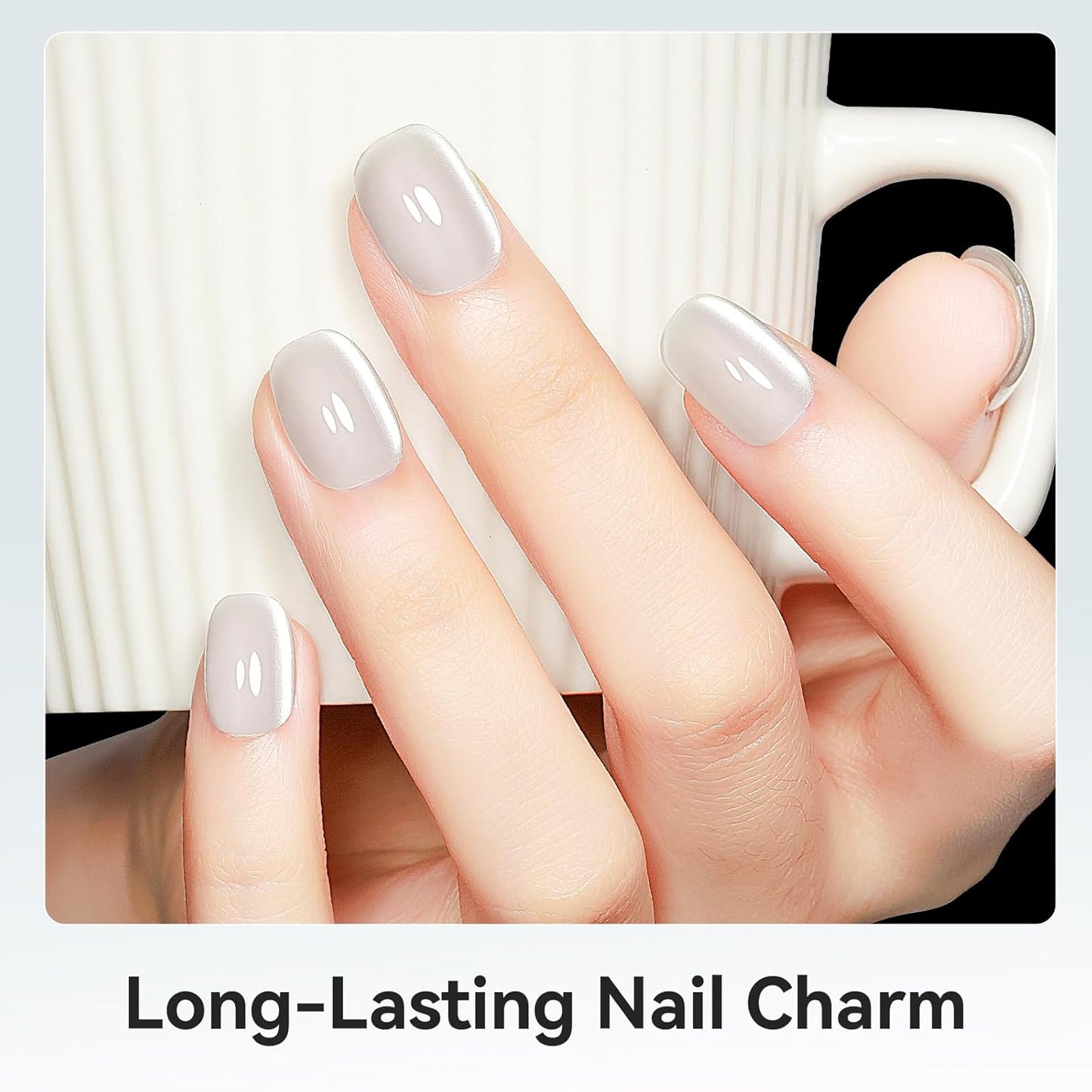 Cat Eye Gel Polish, Magentic Nail Polish Silver Translucent Jelly Color Clear Moonlight UV Gel Glitter Holographic With Magnet For Nail Salon DIY At Home