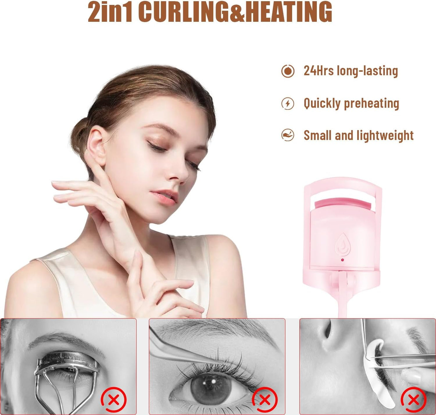2025 C-Shaped Heated Eyelash Curler Fast Heat Up in 5s - Rechargeable Electric Eyelash Curler for 24H Long Lasting Curls - Safe Anti-Burn Lash Curler Elevate Your Beauty with Stunning Lashes