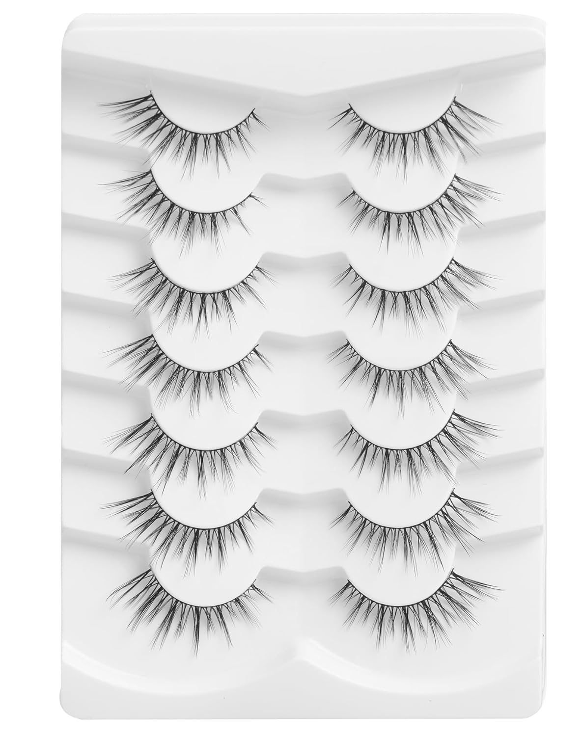 Onlyall Wispy Lashes - Natural Flared False Eyelashes, Soft Fluffy, 7 Pairs DK56