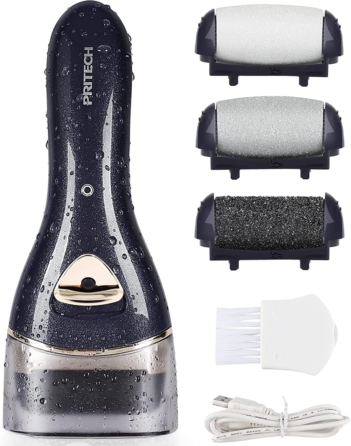 Electric Foot Callus Removers, Portable Electronic Foot File Pedicure Tools, Electric Callus Remover Kit, Professional Pedi Feet Care for Dead, Hard Cracked Dry Skin (Black)