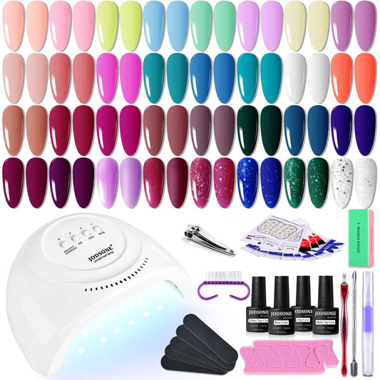 JODSONE 36 PCS Gel Nail Polish Starter Kit U V Light and Dark Series Gel Nail Set No Wipe Base Matte and Glossy Top Coat All Kinds of Manicure Tools