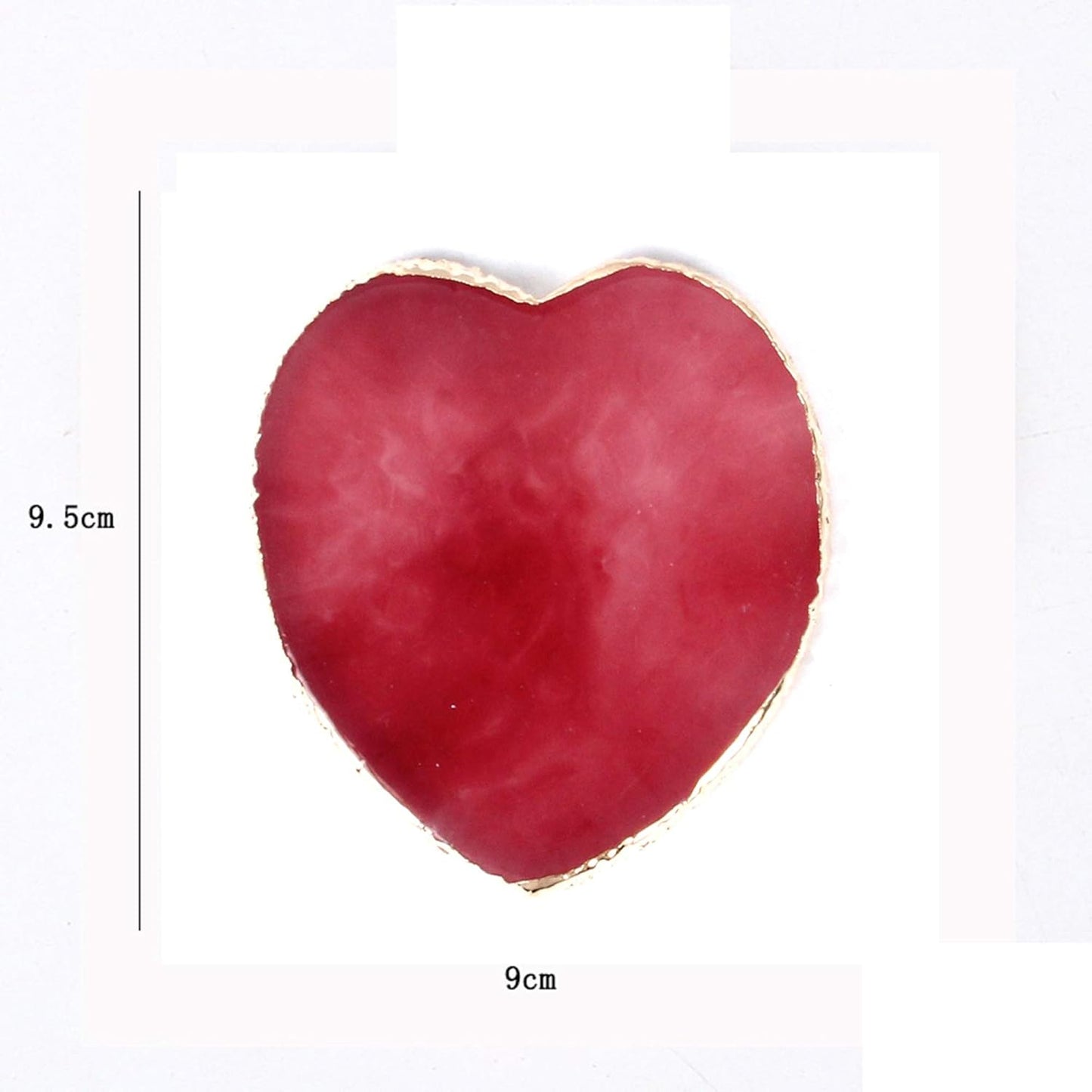 AKOAK 1 Pack Nail Heart Shape Resin Palette Agate Golden Edge Palette Crystal Edge Shooting Prop Palette Works Display Board Tools (Red)