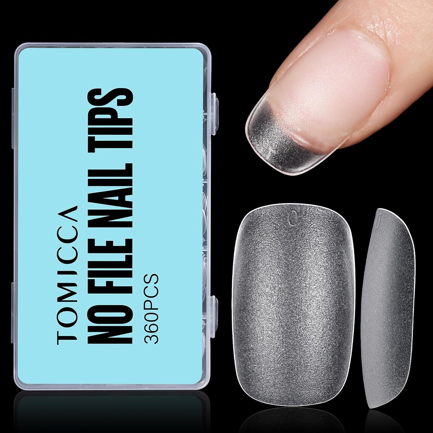 TOMICCA Short Oval Gel Tips, Oval Gel Nail Tips, No File Full Cover Press On Nails, Double Sided Matte Nail Tips, 360Pcs 15 Sizes Professional Nail Salon Manicure at Home for Girls and Women