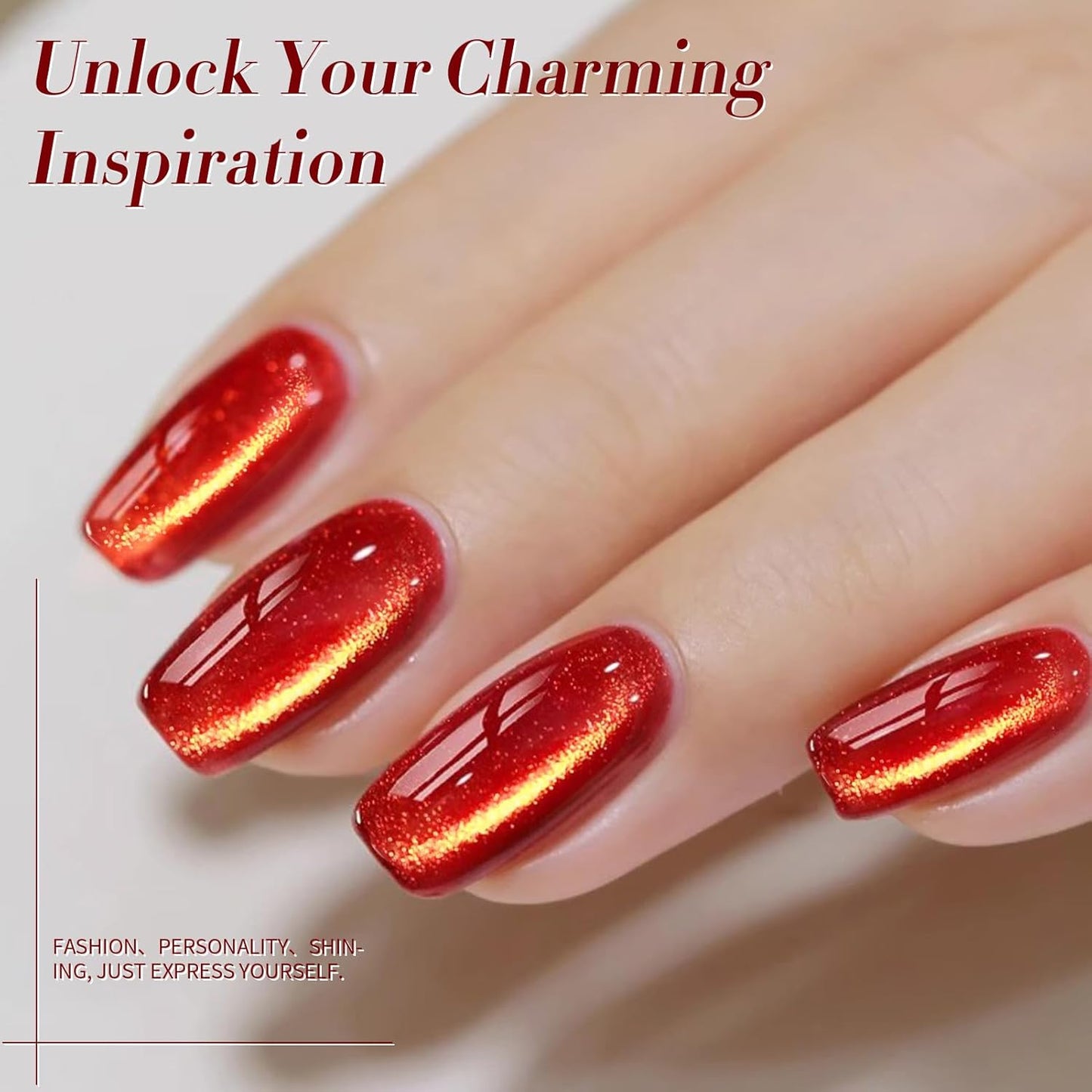 Born Pretty Cat Magnetic Eye Gel Nail Polish,Red Magnetic Gel Polish Fair Maiden Cat Magnetic Eye Gel Manicure Nail Art DIY 15ml