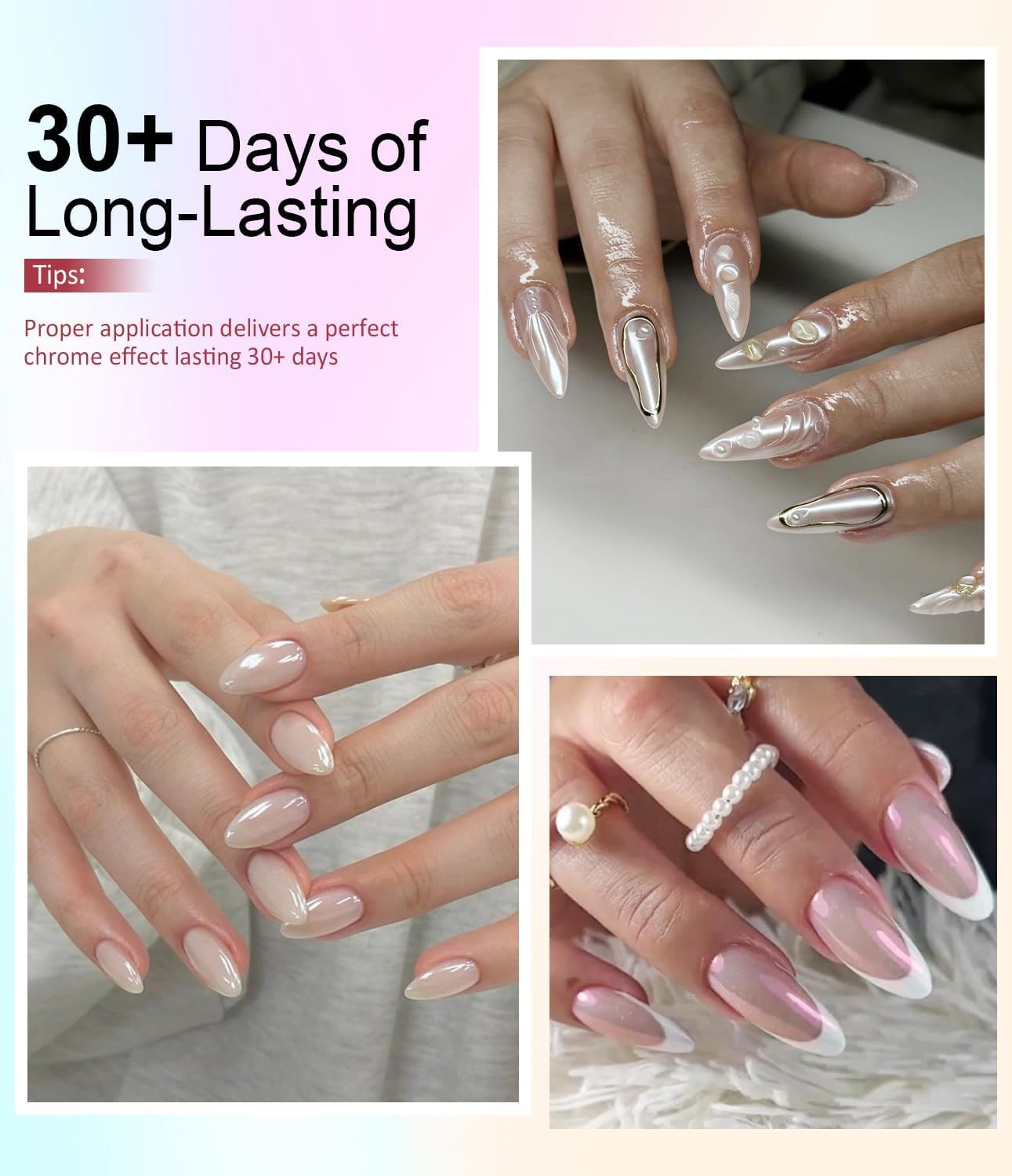 Chrome Nail Powder Pink White Powder for Nail Art Chrome for Art Home DIY