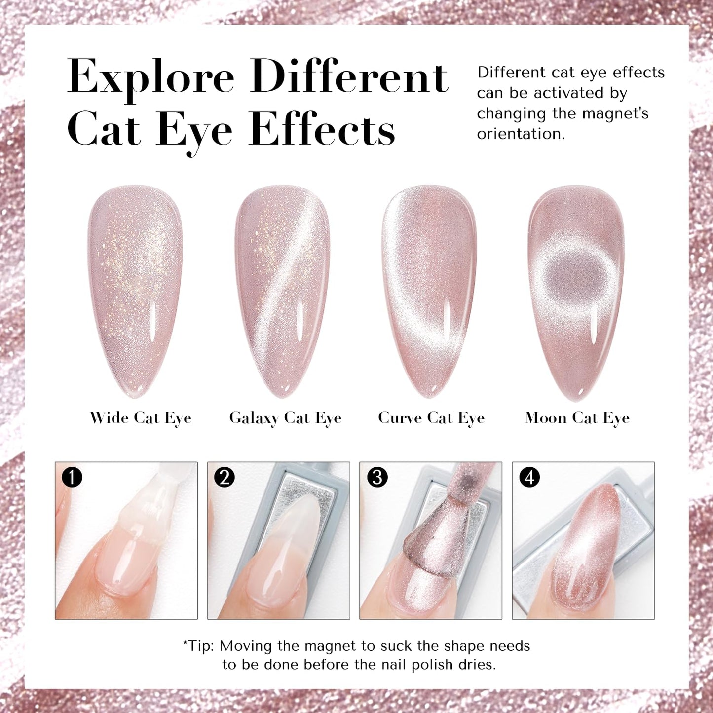 AZUREBEAUTY Cat Eye Nail Polish Quick Dry Nude Glitter Toe Nail Polish Natural Shine Nail Lacquer Salon-Quality for Women Girl Gifts