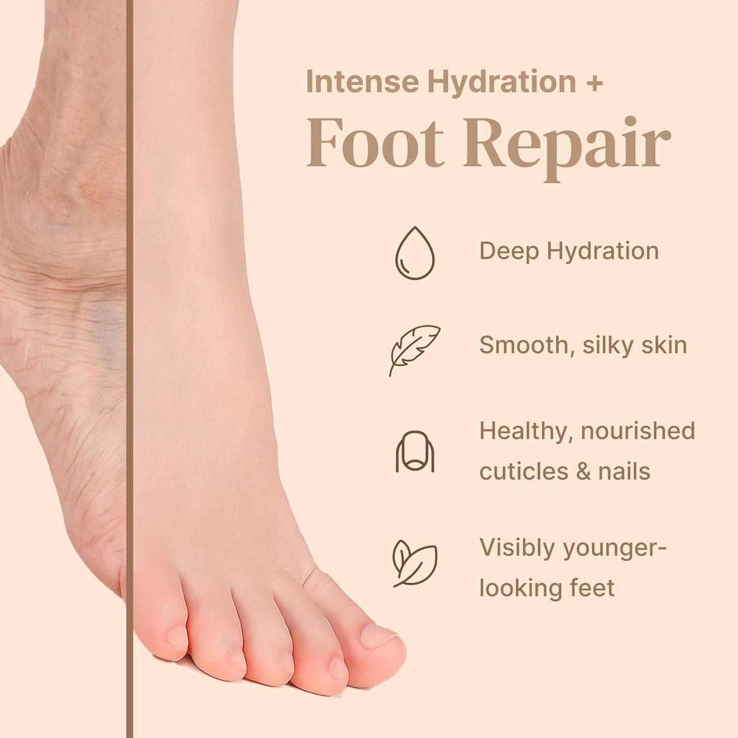 Foot Mask Moisturizing Socks for Dry Cracked Feet | Hydrates with Snail Mucin Shea Butter Hyaluronic Acid Bisabolol Vitamin E | Exfoliating Foot Mask for Callus Removal Dead Skin and Soft Feet