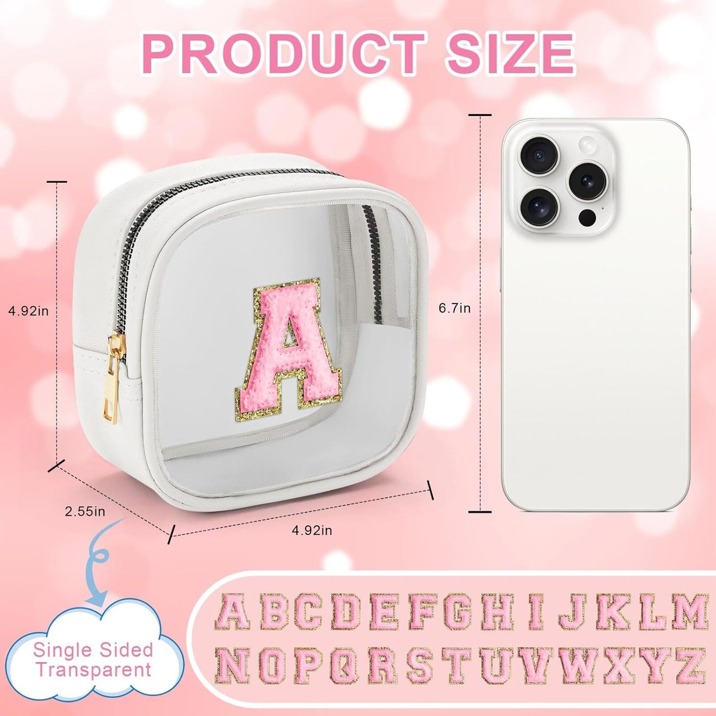 YOOLIFE Initial Make Up Bag Travel Toiletry Bag, Clear Makeup Bag Preppy Cosmetic Bags Organizer Travel Essentials Gifts for Women Teen Girlfriend Teacher Mom Birthday Mothers Day Gifts White Y