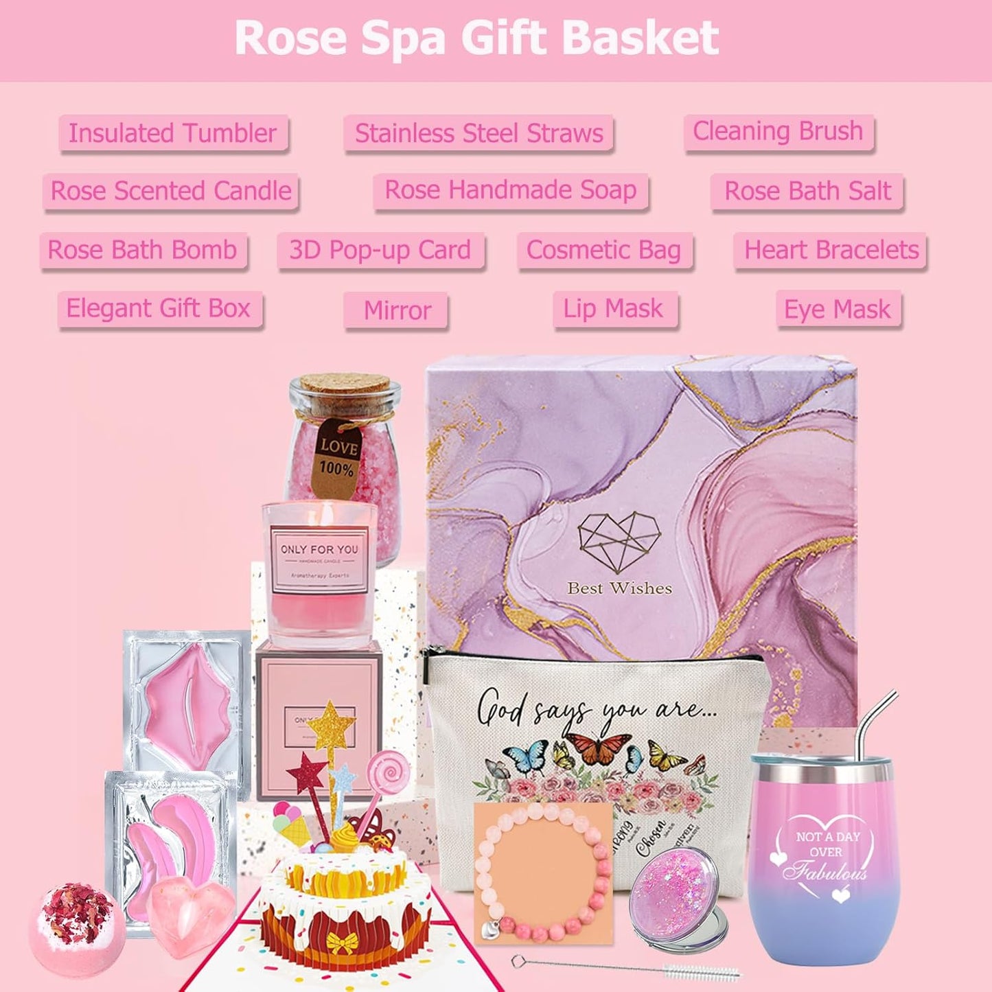 Birthday Gifts for Women, Get Well Soon Gifts, Bath Relaxing Spa Gifts Basket Set for Her, Mom, Female Friends, Sister, Wife, Daughter, Unique Birthday Gift Set Idea with Beautiful Gift Box