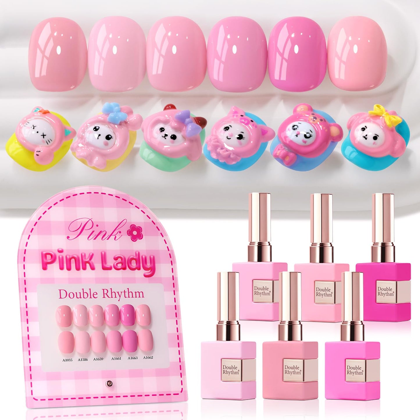 Double Rhythm 6 Pcs 15 ML Gel Polish Set Same Color Same Bottle Soak Off Gel Polish Kit Nail Art Manicure Salon DIY at Home for Women (Neutral Skin Pink Nude Beige -T6-53)