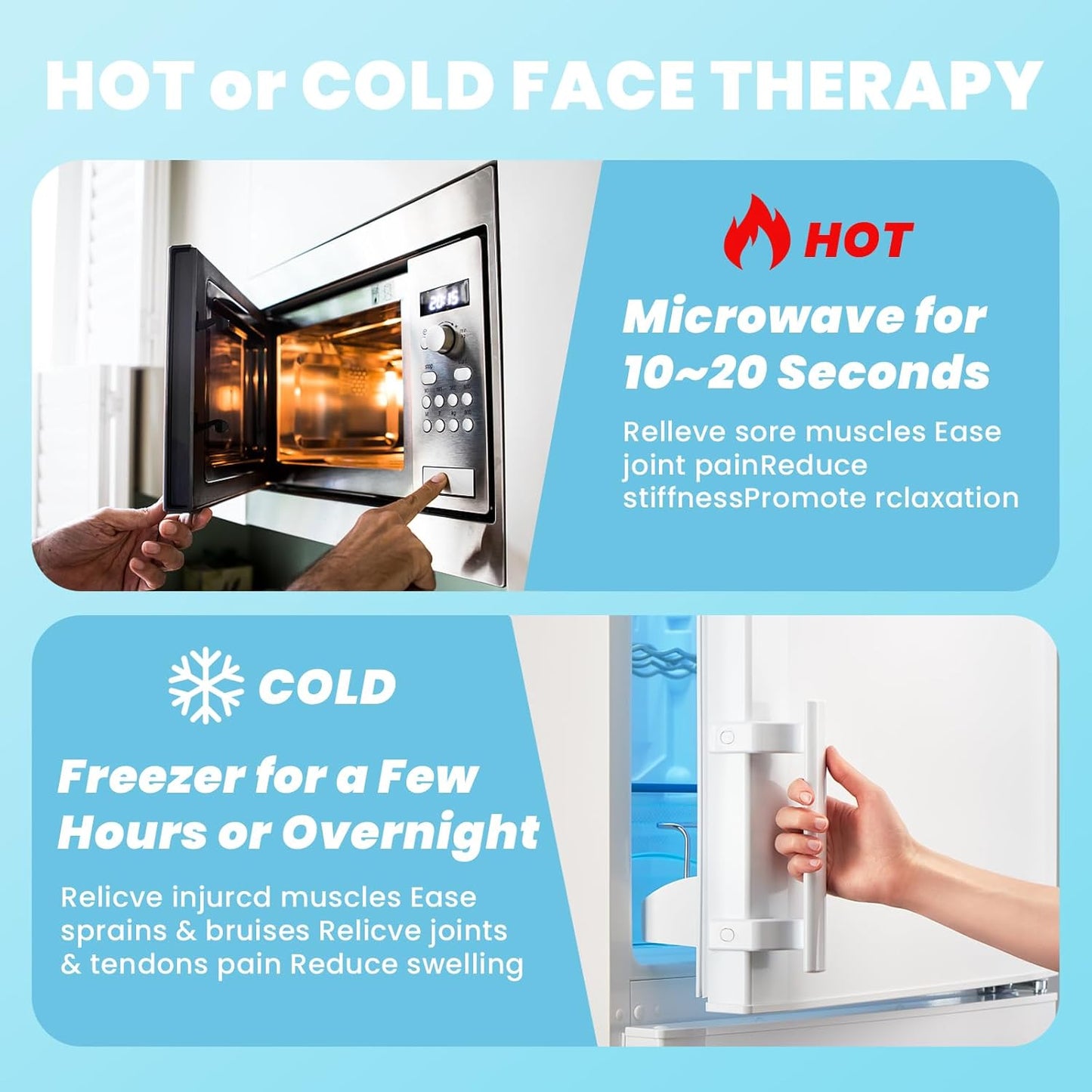 Ice Face Eye Mask for Dark Circles and Puffiness Cold Warm Compress, Gel Cold Cooling Face Mask Package for Women and Men, Migraines, Headache, Stress and Relaxation blue