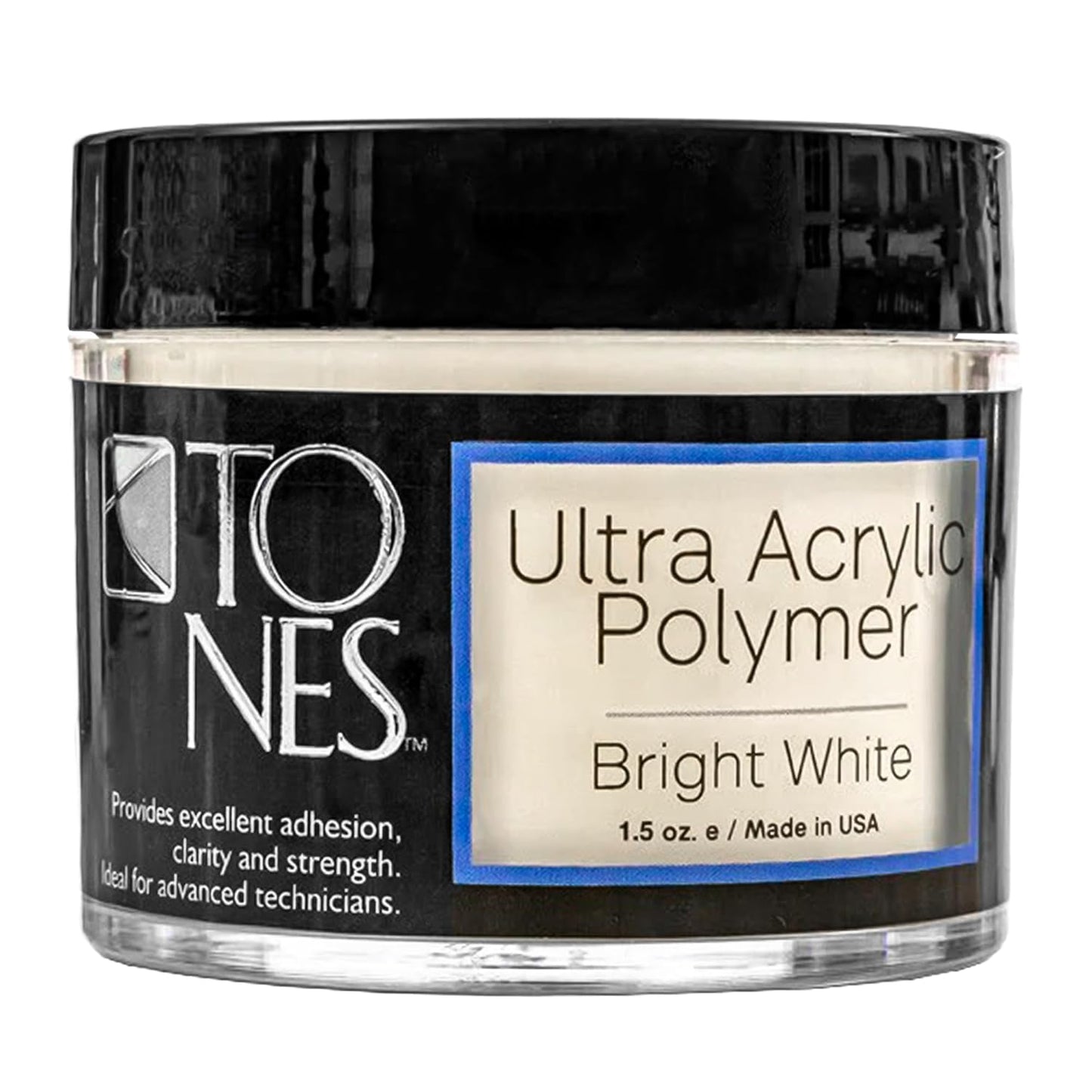 Tones Pro Acrylic Nail Powder, Sparkling Bright White (Opaque Off-White), (1.5 Fl Oz) - Long-Lasting & Non-Yellowing Polymer for Salon Quality Nail Extensions & 3D Art