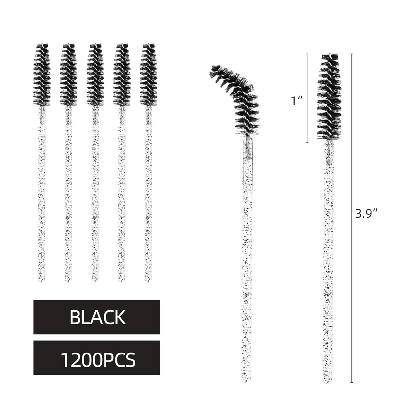 Tbestmax 1200 Disposable Mascara Wands Eyelash Brush Spoolies for Eyebrow Eye Lash Extension, Makeup Brushes Applicators Kits - Black