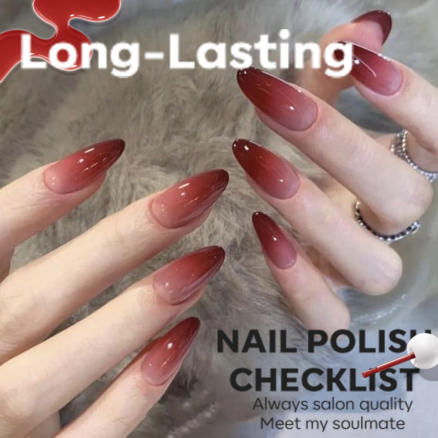 modelones Jelly Red Nail Polish, Sheer Dark Red Clear Translucent Semi-Transparent 15 ml Quick Dry Nail Lacquer Strengthener Long Last Finger Toe Nail Art DIY Manicure Gift for Women Girls 0.5 Fl Oz