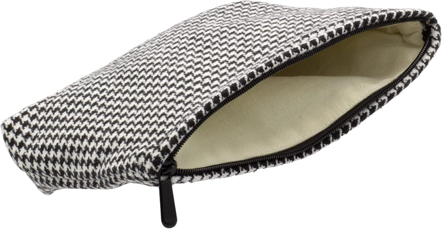 Makeup Bags for Purse Zipper Cosmetic Pouch Large Travel Canvas Make Up Organizer Tool Pouch for Women and Girls,Houndstooth Black