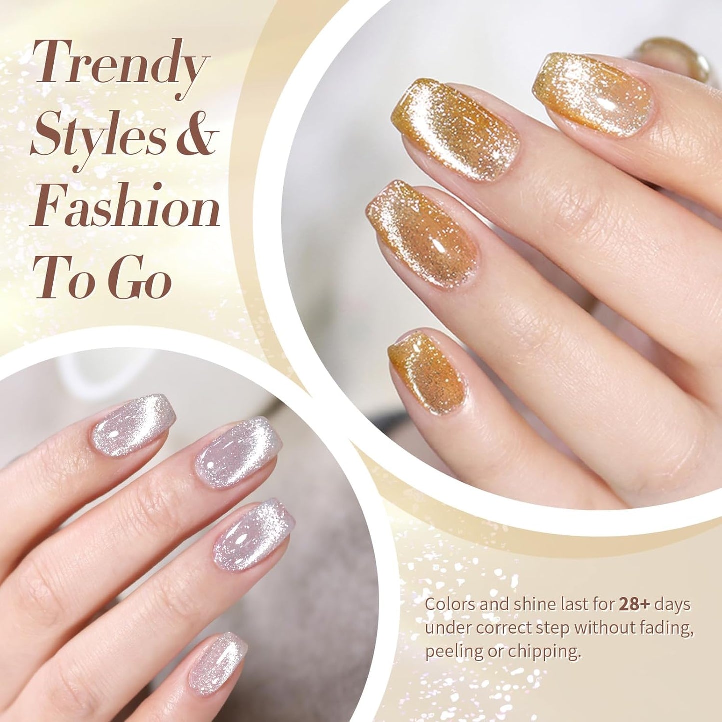 Born Pretty Cat Magnetic Eye Gel Nail Polish Reflective Glitter Gel Polish Red Silver Champagne Gold Glitter Gel Nail Polish 6PCS Set