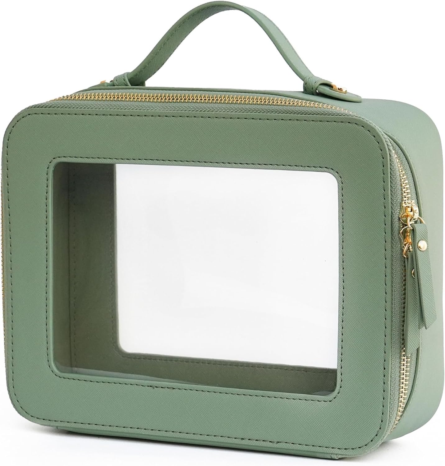 Popvibe Clear Makeup Bag Travel Cosmetic Case Transparent Toiletry Bag with Zipper, Portable Make Up Organizer Traveling Compact Car Bag for Essentials