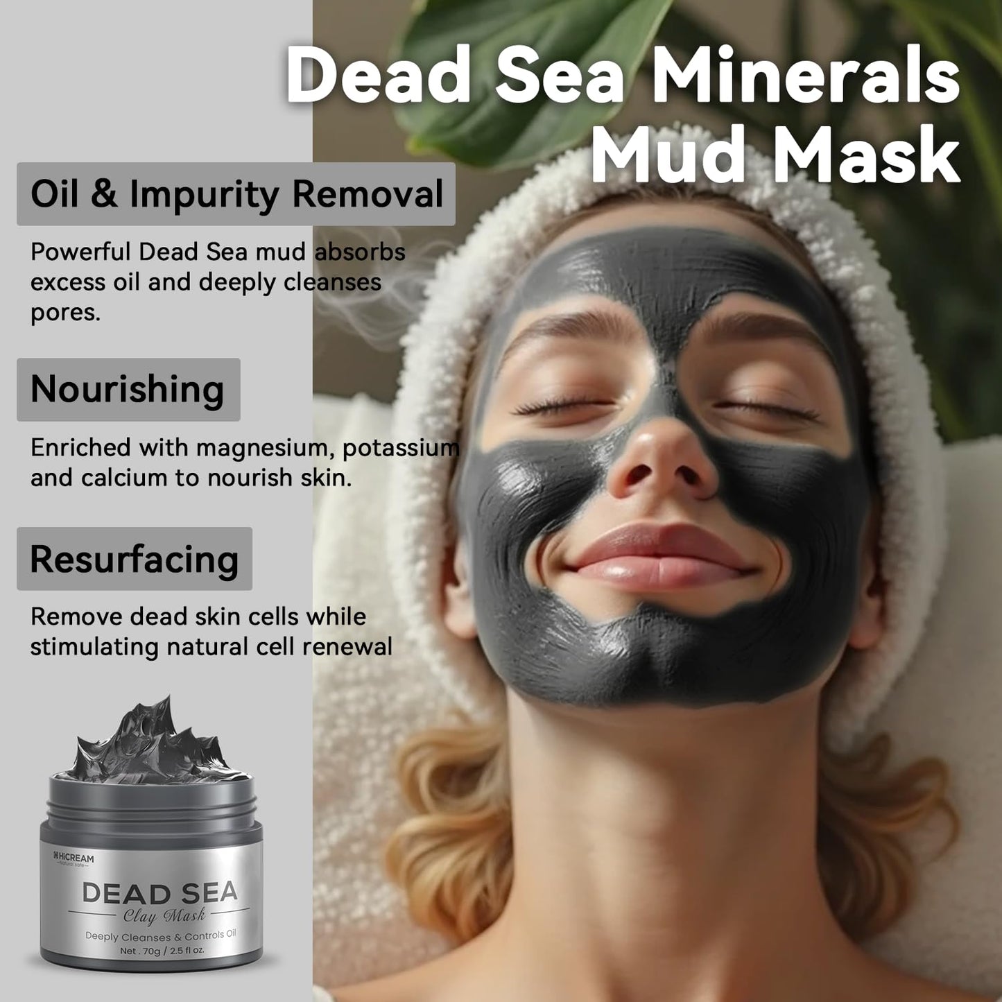 Turmeric Clay Mask, Green Tea, Dead Sea Minerals Mud Mask, Spa Facial Mask 3-Piece Set for Deep Cleansing, Moisturizing and Refining Pores, Vegan & Cruelty-Free, 7.5 fl.oz